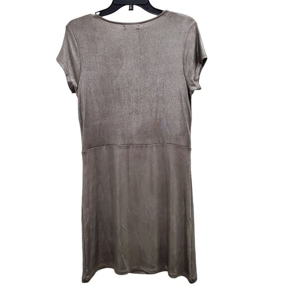 CCDK Copenhagen Silver Metallic Slinky Twist Front V-Neck Sheath Dress NWT‎ Sz L - Picture 5 of 5